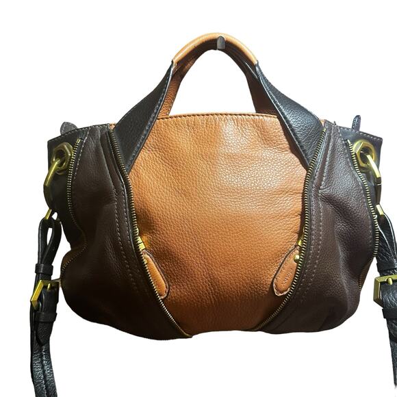 orYANY Lian satchel shoulder bag black, acorn, brown and orange Pebble leather - Picture 1 of 10